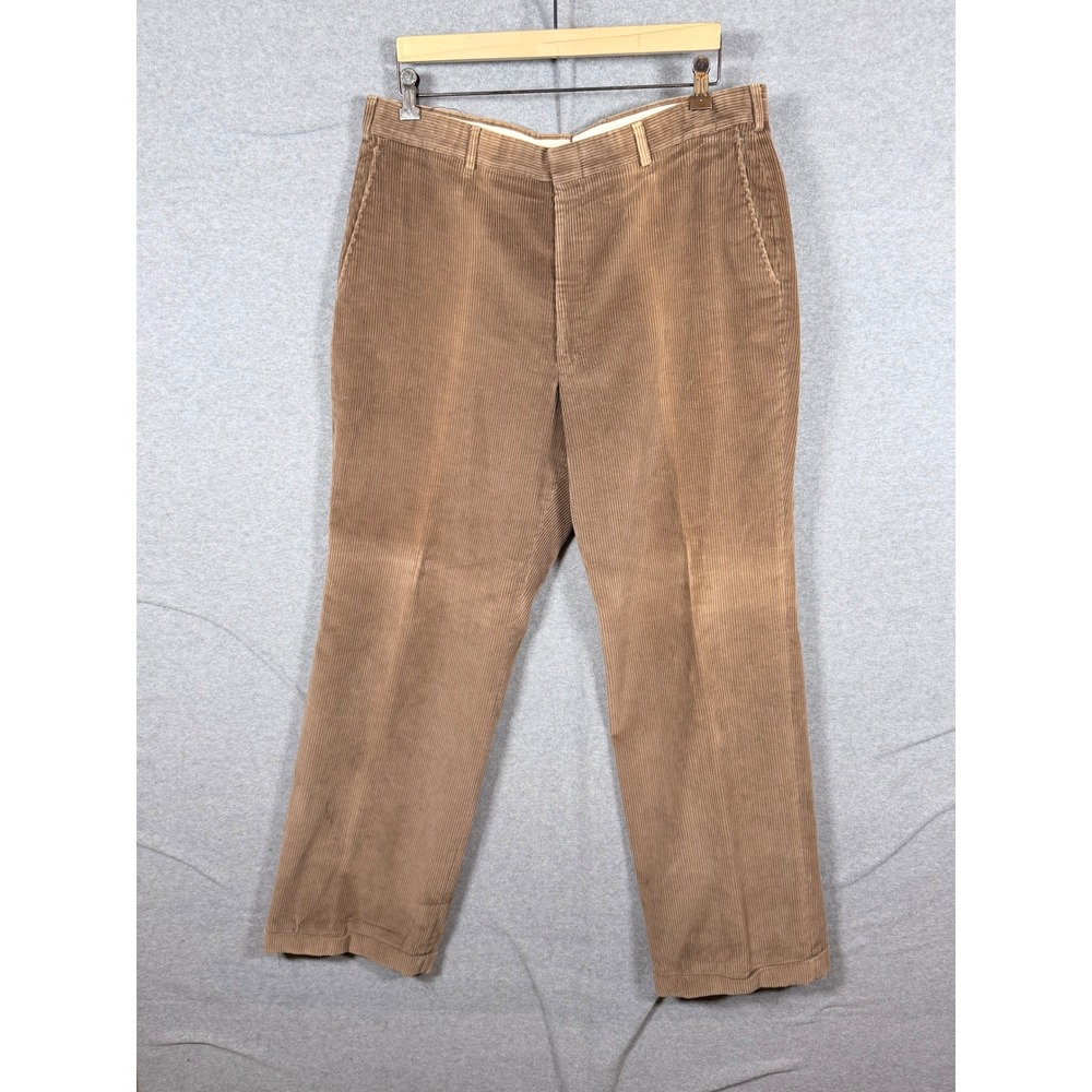 Vintage J. Crew Corduroy Pants Mens 35x30 Tan Wide Wale Made in USA Trousers